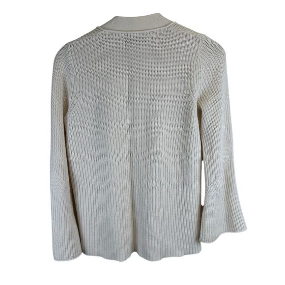 Loft Cream Tight Knit Open Relaxed Cardigan Sweater Womens XS Petite Fisherman - Picture 6 of 14